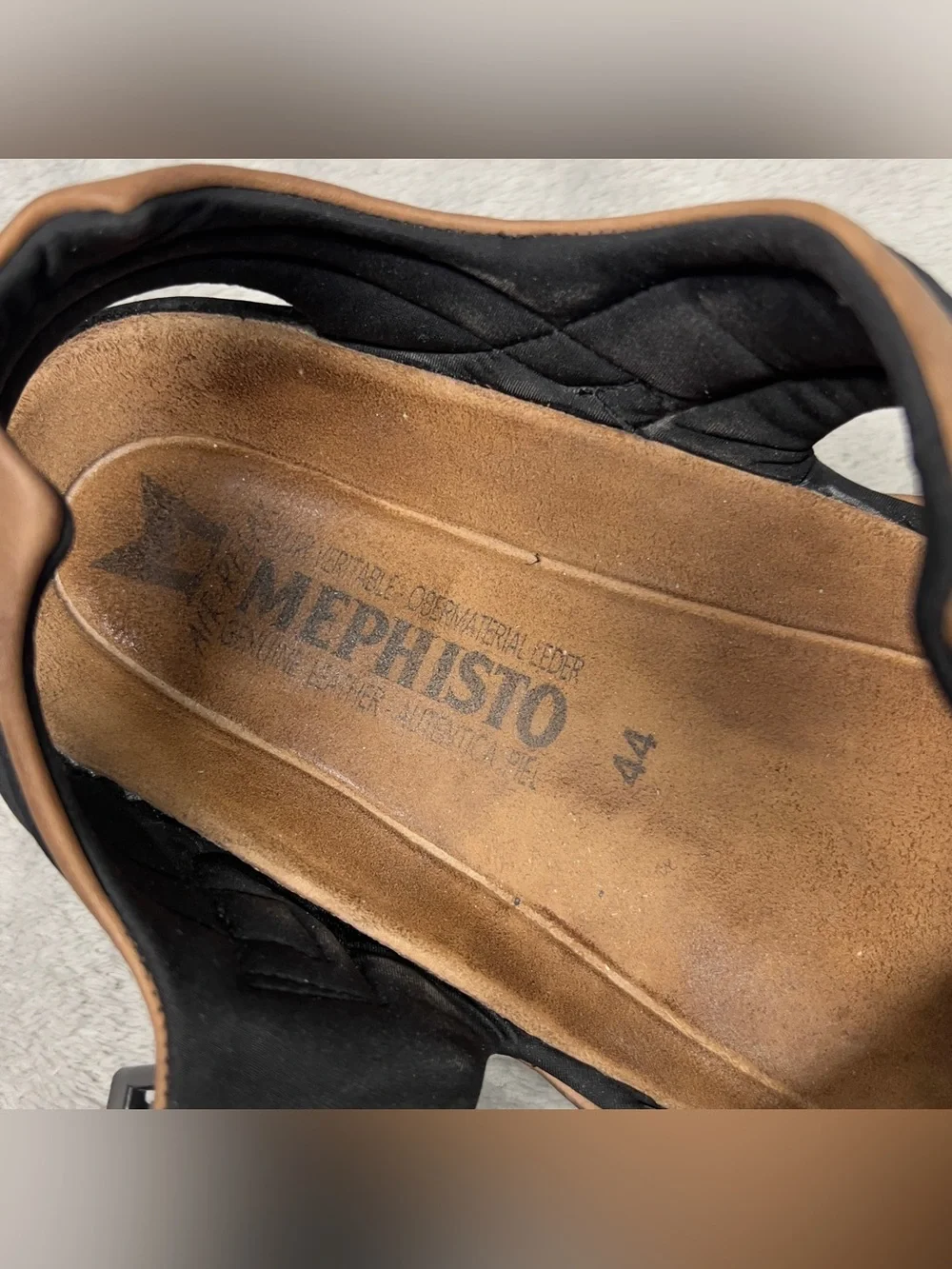 Mephisto Shark Fit Sandals Men's Size 44 US 10 Black Brown Leather Comfort